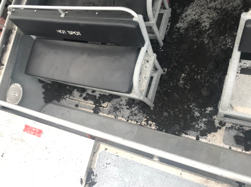 Hot spot, indeed: Debris strewn on the floor of the boat.